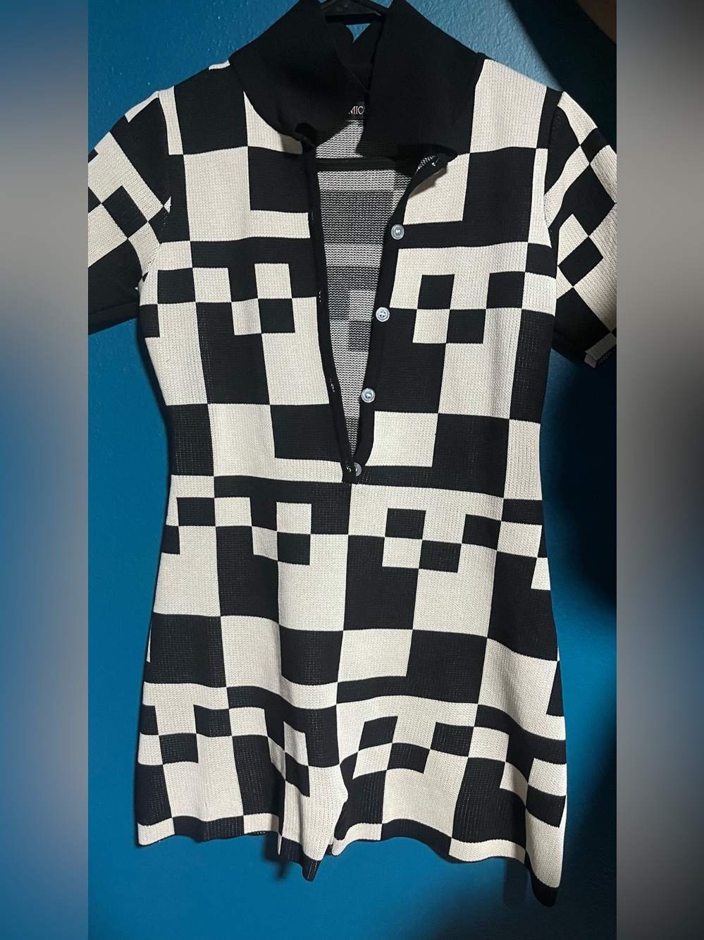 Black & White Checkered Mini Romper